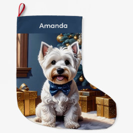 Meia De Natal Grande West Highland White Terrier Natal