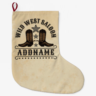 Meia De Natal Grande Western Cowboy Boots ADD NAME Xerife Spurs Saloon