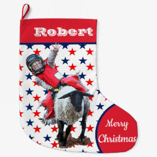 Meia De Natal Grande Western Rodeo Cowboy Cowboy Mutton Busting