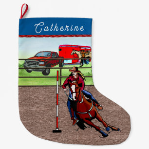 Meia De Natal Grande Western Rodeo Cowgirl Pole Bending