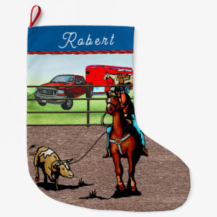 Meia De Natal Grande Western Rodeo Team Roping Steer