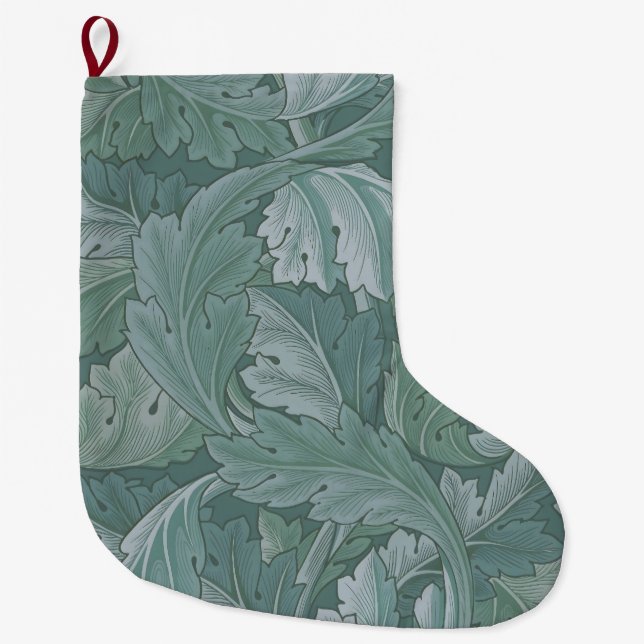 Meia De Natal Grande William Morris Acanthus Botanical Harmony Classic (Frente)