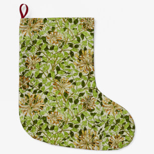 Meia De Natal Grande William Morris Flor de Madressilva Verde