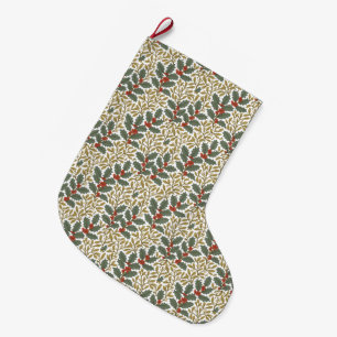 Meia De Natal Grande William Morris Inspirou Holly & Mistletoe