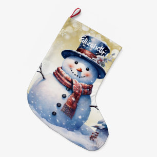 Meia De Natal Grande Winter Forest Snowman Amarelo