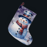 Meia De Natal Grande Winter Forest Snowman | Roxa<br><div class="desc">Adicione um toque festivo ao manto de lareira nesta temporada de férias com um Púrpura da Floresta de Inverno de Snowman. O design de estoque apresenta um bonitinho bonitinho de neve em um charmoso chapéu e cachecol em uma cena de floresta de inverno com queda de neve com um espaço...</div>