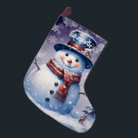 Meia De Natal Grande Winter Forest Snowman | Roxa<br><div class="desc">Adicione um toque festivo ao manto de lareira nesta temporada de férias com um Púrpura da Floresta de Inverno de Snowman. O design de estoque apresenta um bonitinho bonitinho de neve em um charmoso chapéu e cachecol em uma cena de floresta de inverno com queda de neve com um espaço...</div>