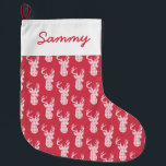 Meia De Natal Grande Winter Knit Christmas Reindeer Stocks<br><div class="desc">A design da Reindeer de Natal do Winter Knit foi criada por EggPlant e Purple usando meios de comunicação mistos. Esta design festiva inclui uma silhueta de renas com um padrão de tricô de inverno. Se você quiser cores personalizadas ou assistência ao design, fique à vontade para entrar em contato...</div>