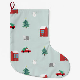 Meia De Natal Grande Winter Village