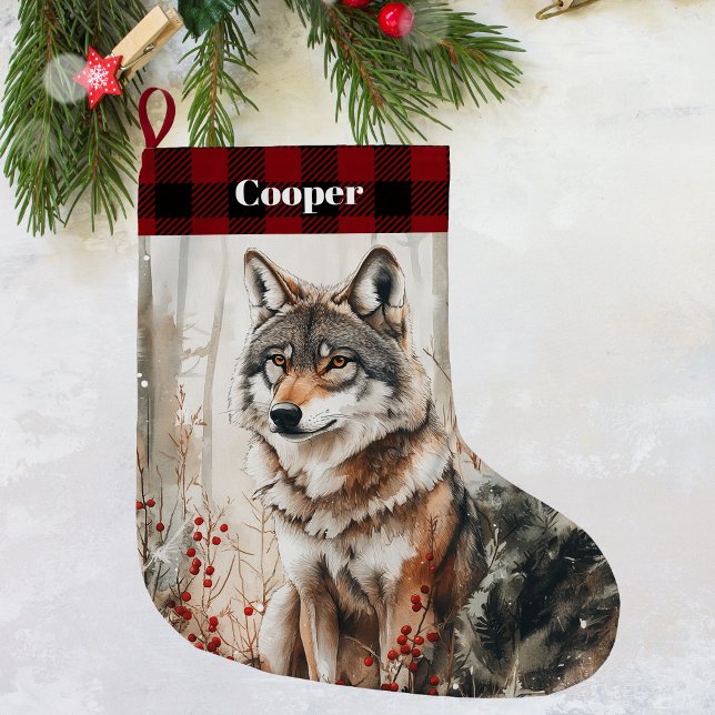 Meia De Natal Grande Wolf Wildlife Christmas Stocks - Personalizado (Criador carregado)