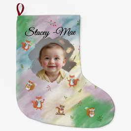 Meia De Natal Grande Woodland baby Christmas Stocks