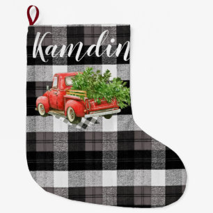 Meia De Natal Grande Xadrez de Baffalo do Caminhão XMAS Personalizado