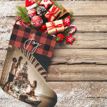 Meia De Natal Grande Xadrez De Buffalo Vermelho Com Foto E Alegria<br><div class="desc">Capture o espírito da época de férias com nossa estonteante Xadrez de Natal Red Buffalo,  projetada para adicionar calor e charme ao seu decoro de férias. Essa estocagem personalizada não é apenas uma adição deliciosa ao seu manto,  mas também uma manutenção acarinhada que pode ser apreciada por anos vindouros.</div>