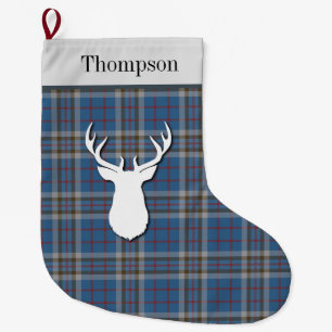 Meia De Natal Grande Xadrez de Verificação Thompson Tartan Personaliz