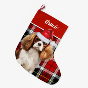 Meia De Natal Grande Xadrez do Cavalier Kind Charles Holiday Personaliz