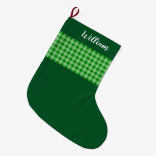 Meia De Natal Grande Xadrez Rústica de Buffalo Verde Personalizada