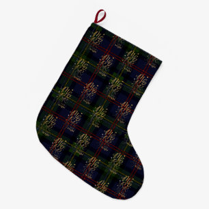 Meia De Natal Grande Xadrez Tartan Alegre e Brilhante Natal Férias