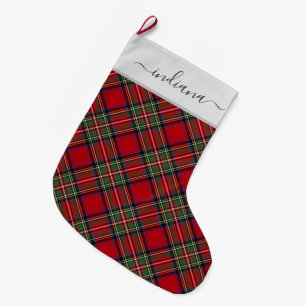 Meia De Natal Grande Xadrez Tartan Clan Stewart Red Green Rustic