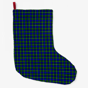 Meia De Natal Grande Xadrez verde azul Campbell tartan