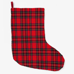 Meia De Natal Grande Xadrez vermelha de Stewart tartan
