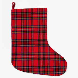 Meia De Natal Grande Xadrez vermelha de Stewart tartan