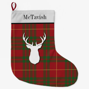 Meia De Natal Grande Xadrez Vermelha Verde do McTavish Tartan Personali
