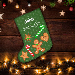 Meia De Natal Grande XmaS doce Pals-Candy Cane 2 lados