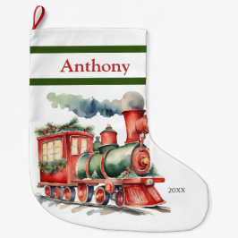 Meia De Natal Grande Xmas Train Boys