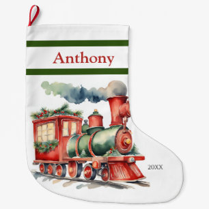 Meia De Natal Grande Xmas Train Boys