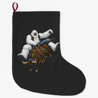 Meia De Natal Grande Yeti Piloto de Touro Papai Noel Rodeio de Natal We