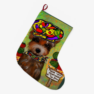 Meia De Natal Grande Yorkie Poo