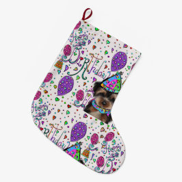 Meia De Natal Grande Yorkie Poo