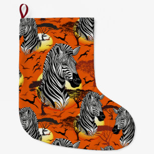Meia De Natal Grande Zebra African Savanna Wild Animal