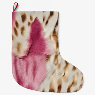 Meia De Natal Grande Zebra Dourada Rosa na moda