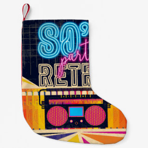 Meia De Natal Pequena 80, festa de música retrô. Poster de estilo antigo