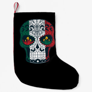 Meia De Natal Pequena A bandeira mexicana colore o dia do crânio