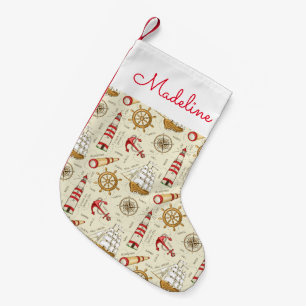 Meia De Natal Pequena A cena   do oceano adiciona seu nome