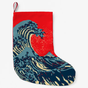 Meia De Natal Pequena A grande onda de Hokusai no estilo da arte da