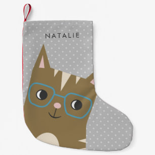 Meia De Natal Pequena A ilustração bonito   do gato do hipster adicion