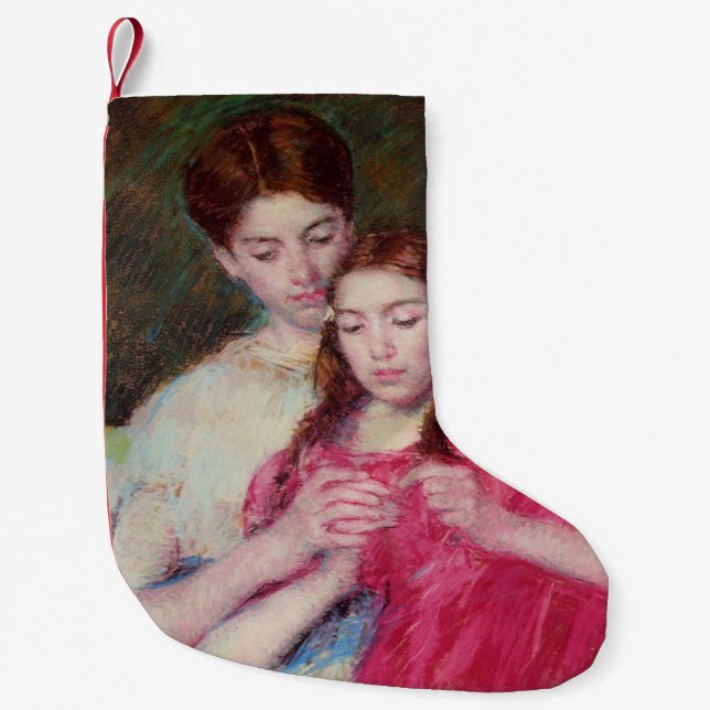 Meia De Natal Pequena A lição de crochê (duas irmãs) (Frente)