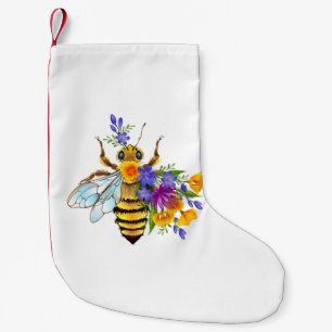 Meia De Natal Pequena Abeja flor com plantas silvestres