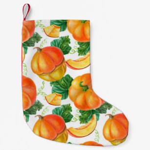 Meia De Natal Pequena Abóbora laranja sobre fundo branco. Patte sem cos
