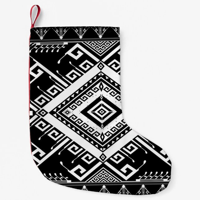 Meia De Natal Pequena Abstract ethnic geometric pattern background desig (Frente)