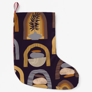 Meia De Natal Pequena Abstrato da Boêmia: Charme de Vintage Minimalista.