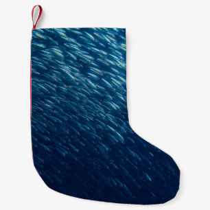 Meia De Natal Pequena Abstrato da Escola de Peixes do Mar Subaquático
