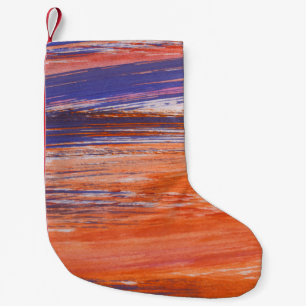 Meia De Natal Pequena Abstrato de Aquarela: Mistura Azul Laranja