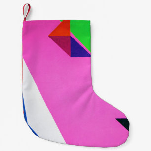Meia De Natal Pequena Abstrato de arte rosa e multicolor