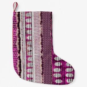 Meia De Natal Pequena Abstrato de Fronteira Étnica de Fuchsia