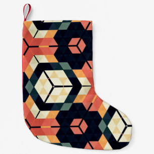 Meia De Natal Pequena Abstrato de marinheiros geométricos quadrados hex