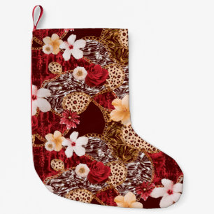 Meia De Natal Pequena Abstrato de Pintor de Mão Aquarela Leopardo Zebra 